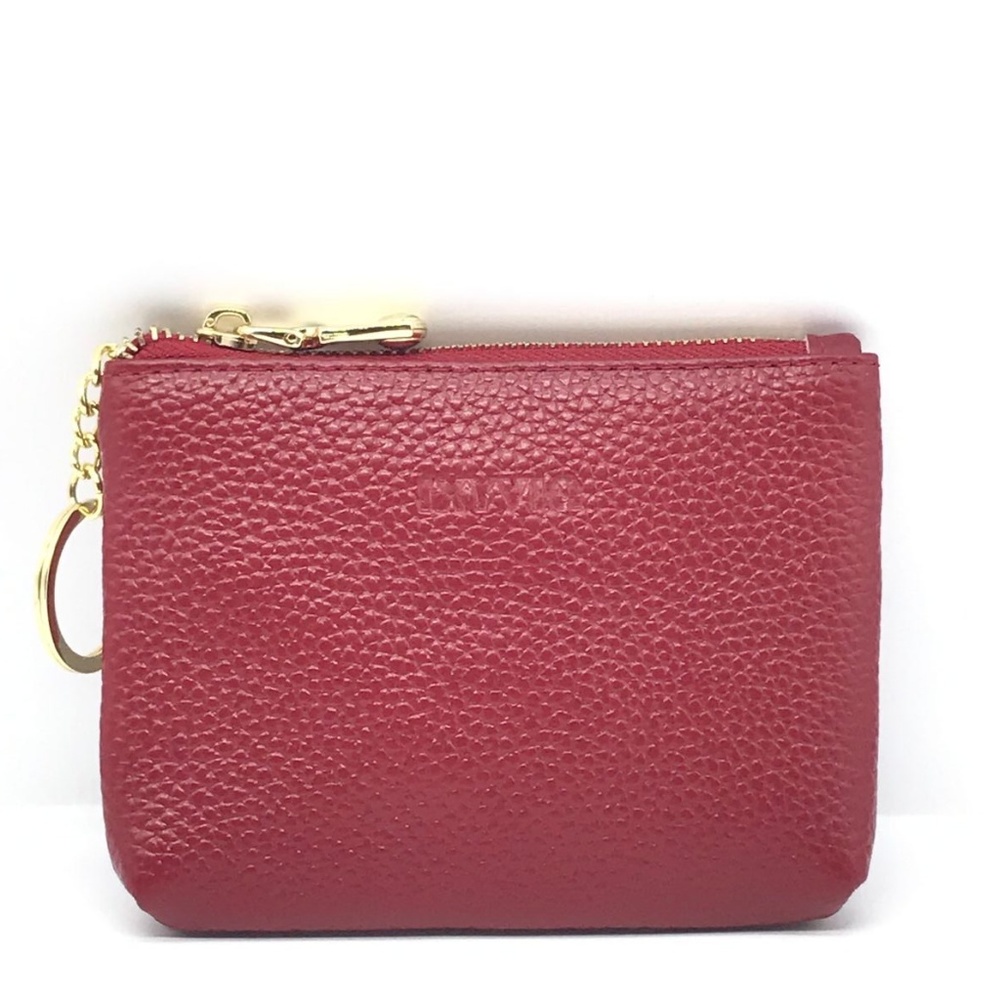 IXYVIA Leather Zip Coin Purse with Keychain Ring
